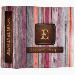 Wooden Elegant Monogram Leather Look #4 Binder