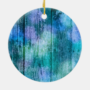 Wooden Fence Graffiti Purple Blue Green Turquoise Ceramic Ornament