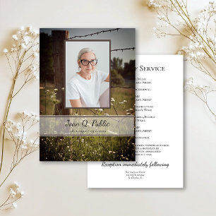 Wooden Fence Wildflowers Funeral Service Memorial Program