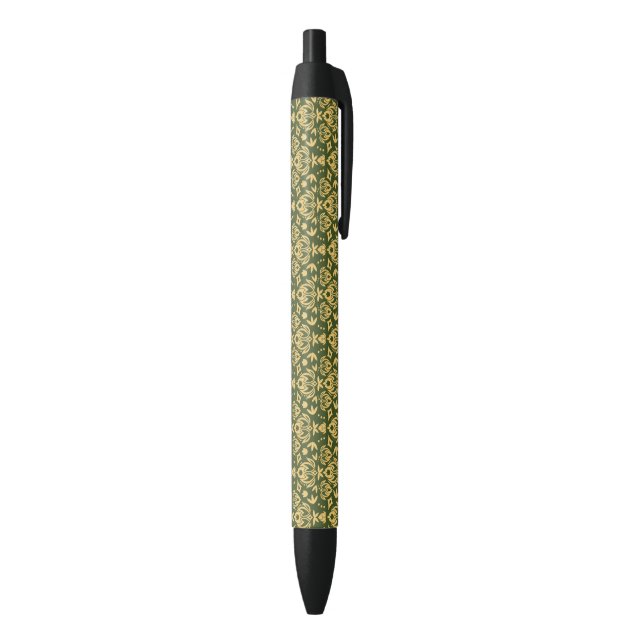 Wooden floral damask pattern background black ink pen (Bottom (Vertical))