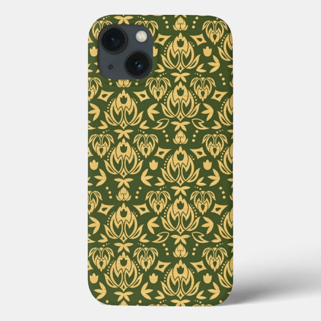 Wooden floral damask pattern background Case-Mate iPhone case (Back)