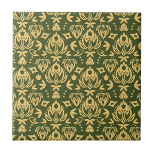 Wooden floral damask pattern background tile