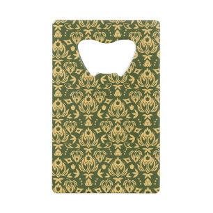 Wooden floral damask pattern background wallet bottle opener