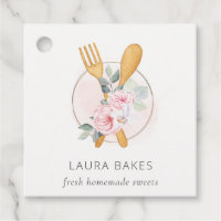 Wooden Fork Spoon Blush Pink Floral Chef Logo