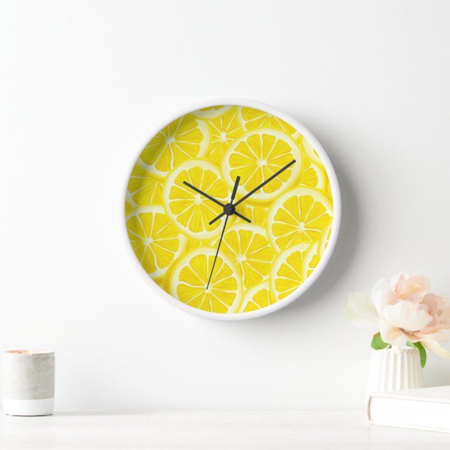 Wooden Frame Clock-Lemons Print Clock (Home)