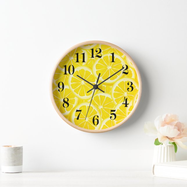 Wooden Frame Clock-Lemons Print Clock (Home)