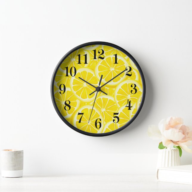 Wooden Frame Clock-Lemons Print Clock (Home)