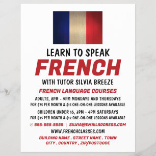 Wooden French Flag, French Language Course Advert Flyer