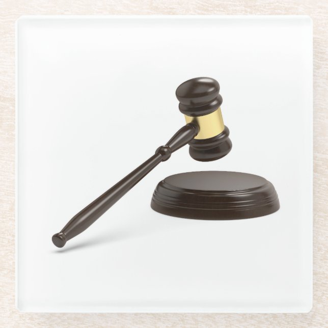 Wooden gavel glass coaster (Front)