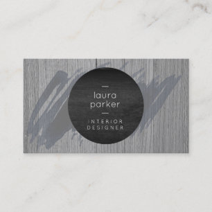 Wooden Grey Watercolor Splatter  Modern Business Card