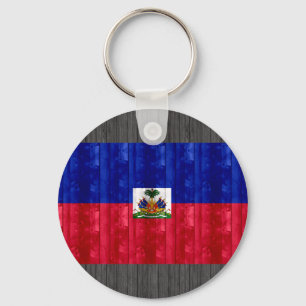 Wooden Haitian Flag Keychain