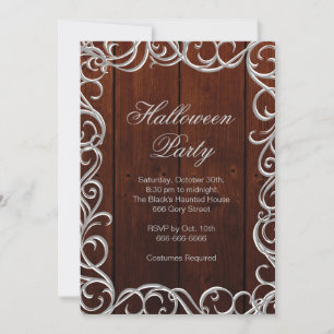 Wooden Halloween Party Invitation