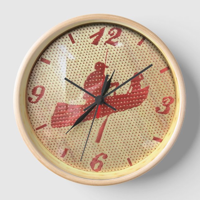 wooden handmade bamboo weaving custom wall clock  (Front)