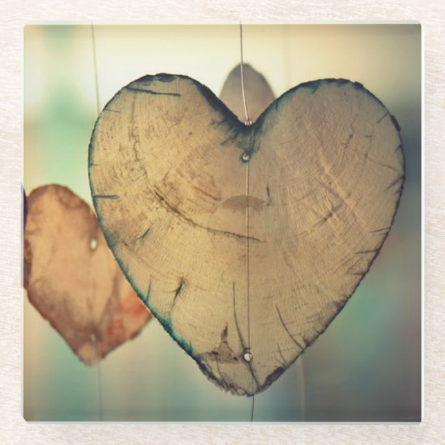 "WOODEN HANGING HEARTS" COASTER (Front)