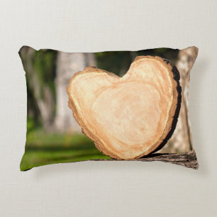 wooden heart accent pillow