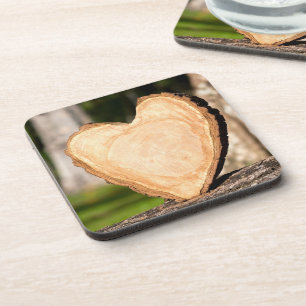 wooden heart coaster