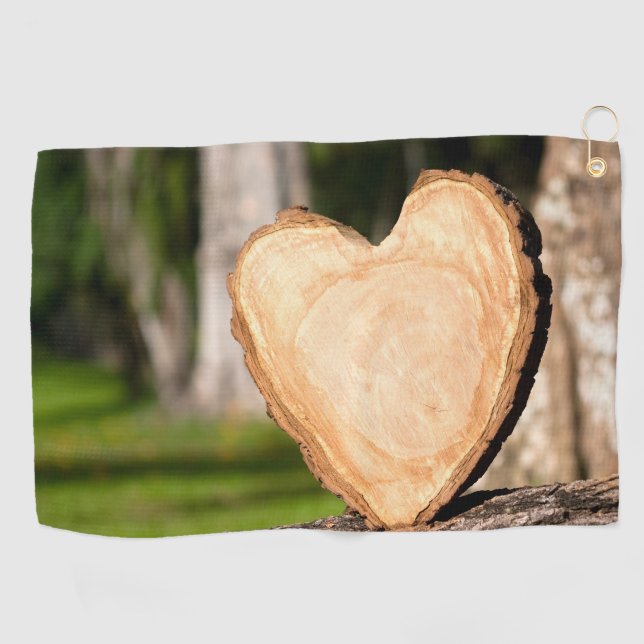 wooden heart golf towel (Horizontal)