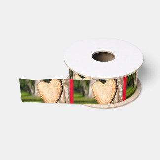 wooden heart grosgrain ribbon