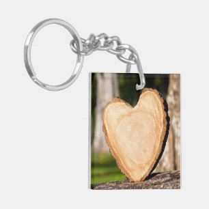 wooden heart keychain