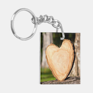 wooden heart keychain