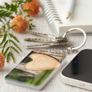 wooden heart keychain