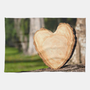 wooden heart kitchen towel