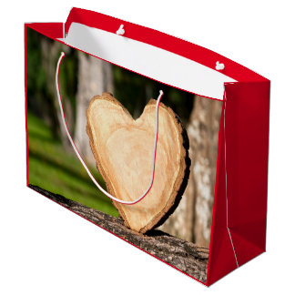 wooden heart large gift bag