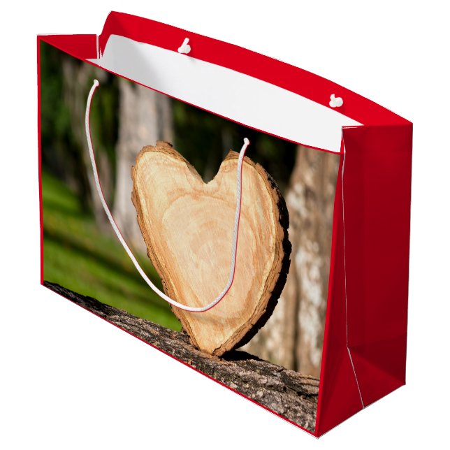 wooden heart large gift bag (Back Angled)