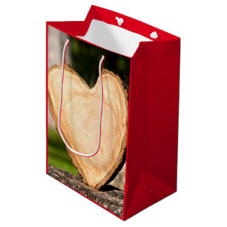 wooden heart medium gift bag