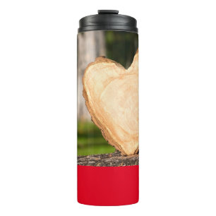 wooden heart thermal tumbler