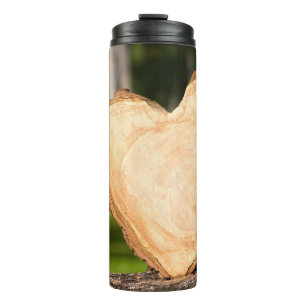 wooden heart thermal tumbler
