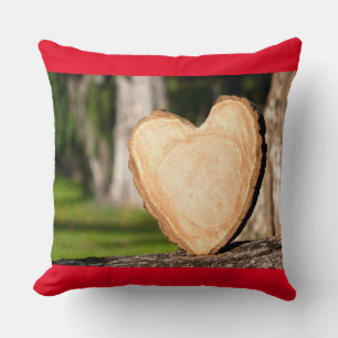 wooden heart throw pillow