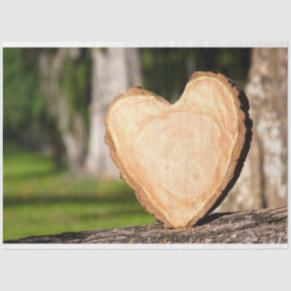 wooden heart tissue paper