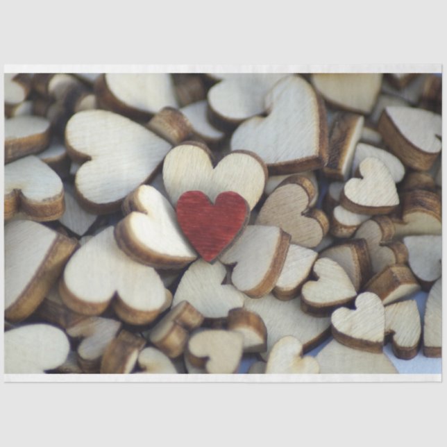 Wooden Hearts Decoupage Tissue Paper (Front)