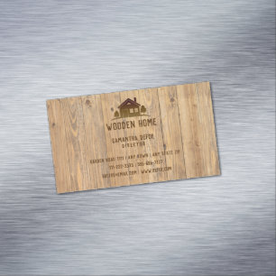 Wooden Home   Professional Real Estate Magnetic Business Card