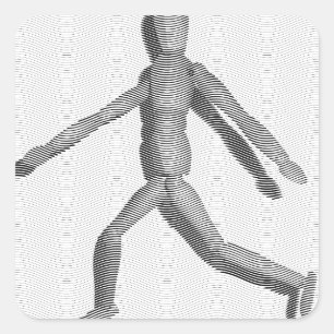 Wooden Human Mannequin Square Sticker