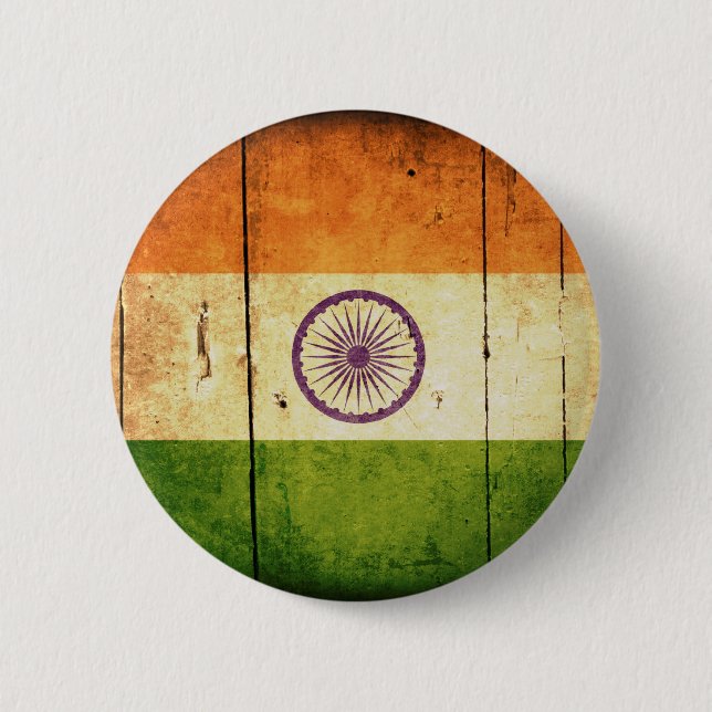 Wooden Indian Flag 2 Inch Round Button (Front)