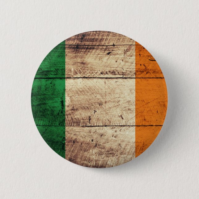 Wooden Ireland Flag 2 Inch Round Button (Front)