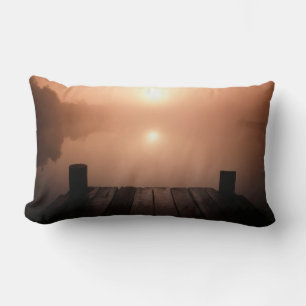 Wooden Jetty on Lake at Sunset New Orleans, LA Lumbar Pillow