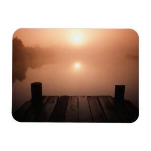 Wooden Jetty on Lake at Sunset   New Orleans, LA Magnet