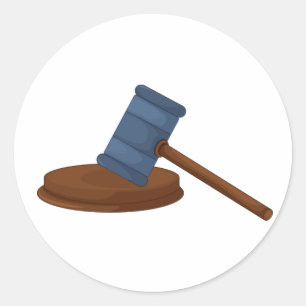 Wooden Judge Gavel Court Classic Round Sticker