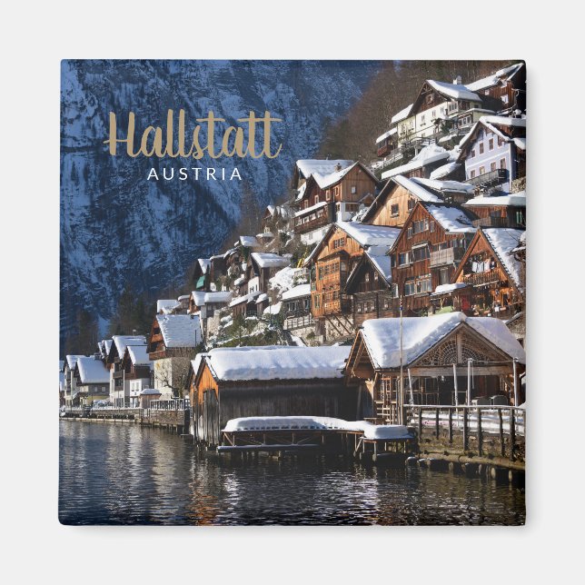 Wooden lakeside houses in Hallstatt, Austria Magnet (Front)