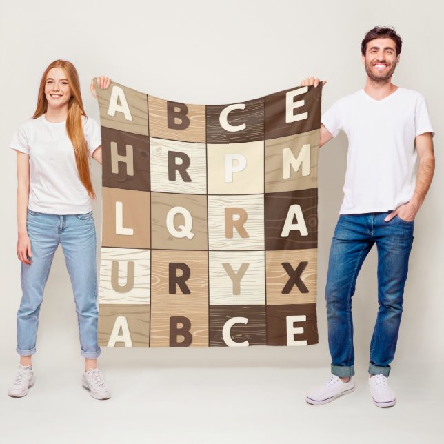 Wooden Letter Grid Fleece Blanket (In Situ)