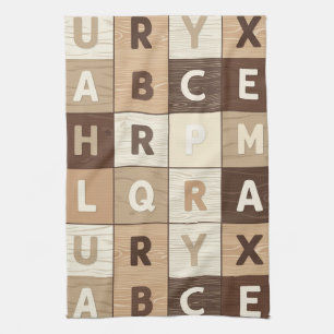 Wooden Letter Grid Kitchen Towel