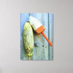 wooden lobster buoys wrapped canvas