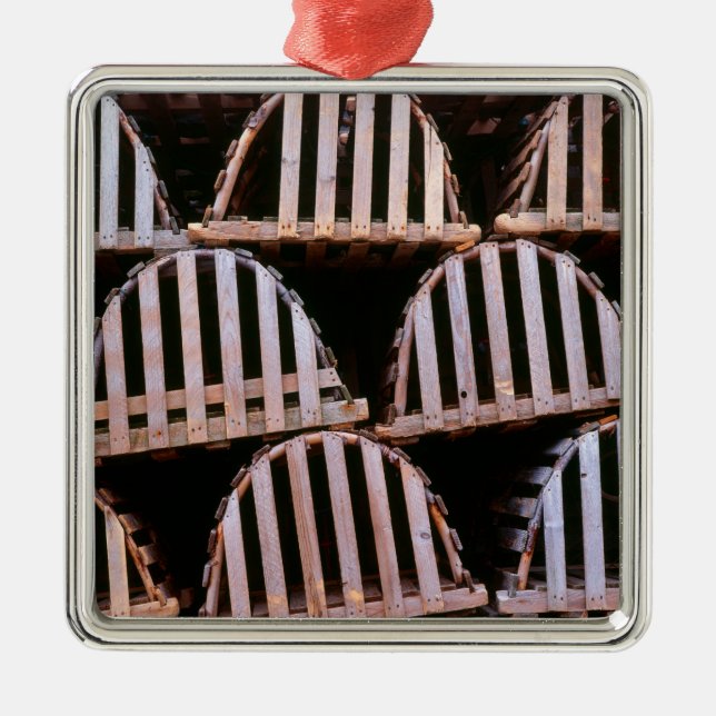 Wooden Lobster Traps Vertical Metal Ornament (Front)
