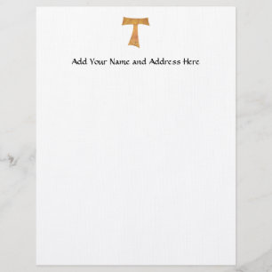 Wooden Look Franciscan Tau Cross Letterhead