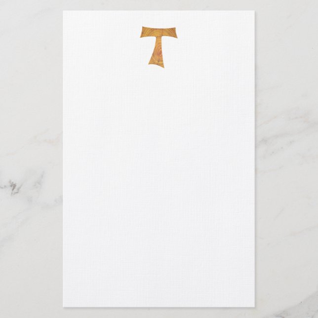 Wooden Look Franciscan Tau Cross Stationery (Front)