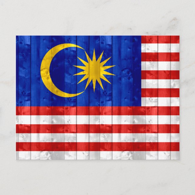 Wooden Malaysian Flag Postcard (Front)