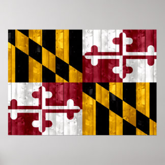 Wooden Marylander Flag Poster